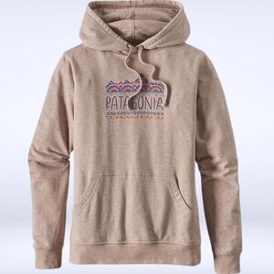 PATAGONIA Women's Organic Cotton Hoodie Pullover Sweater Tan Outdoor Ski Size S